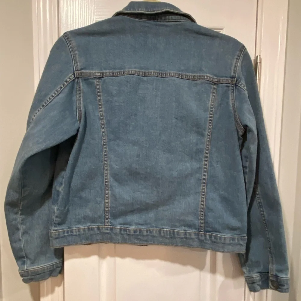 Wonder Nation Girls Size XXL 18 Med Wash Cotton Stretch Distressed Denim Jacket